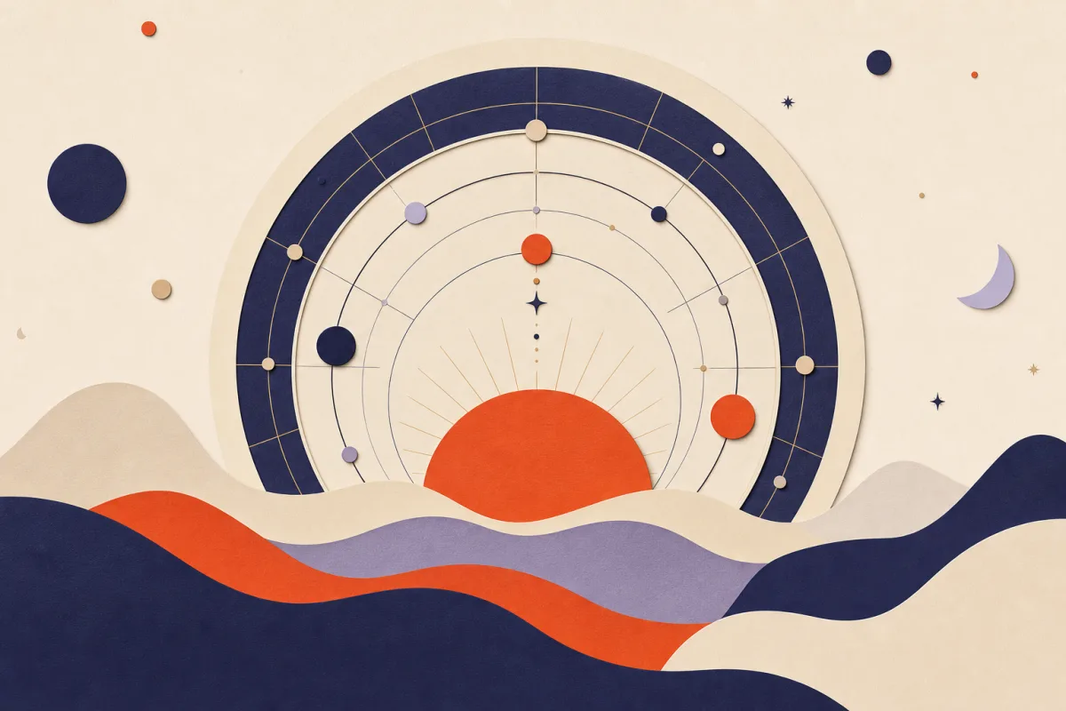 Ilustración editorial del test del signo zodiacal
